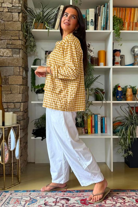 Nonni Gingam Napoleon Jacket Mustard
